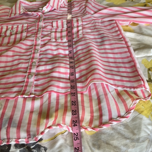 PASSPORT | SHEER BUTTON DOWN | MED | PINK AND WHITE - Picture 7 of 9